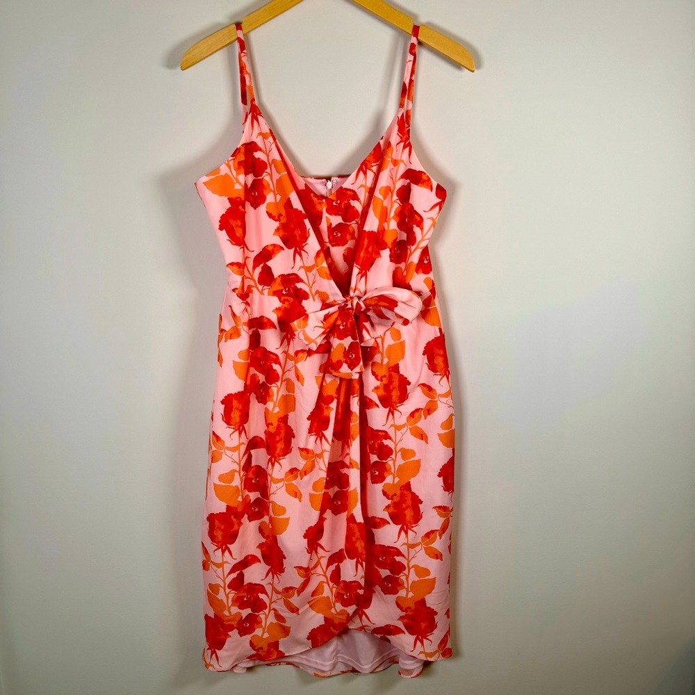 The Limited Floral Print Watercolor Tie Waist Faux Wrap Mini Dress Summer NWT 10